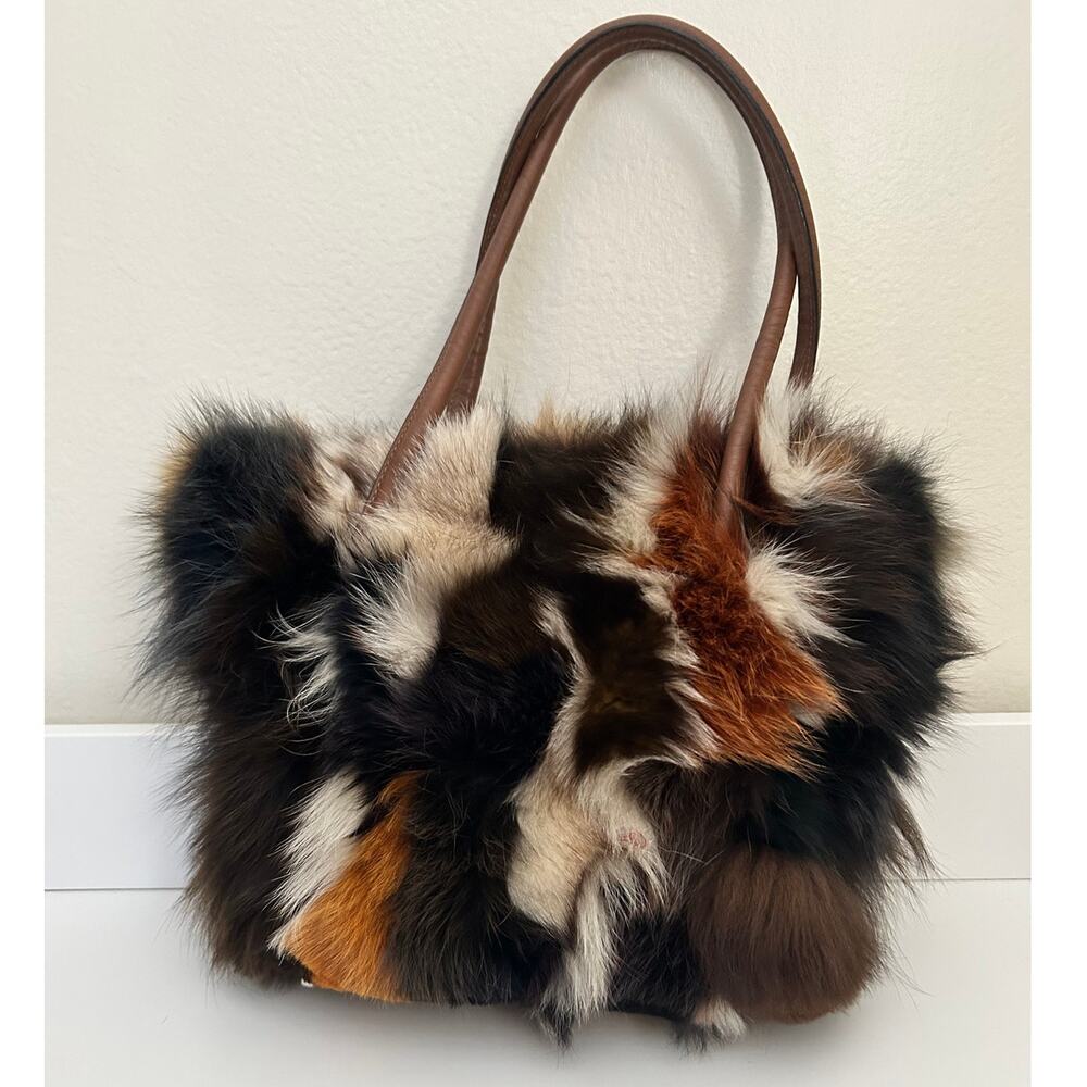 Pertegaz Patchwork Fur-Look Shoulder Bag Like New